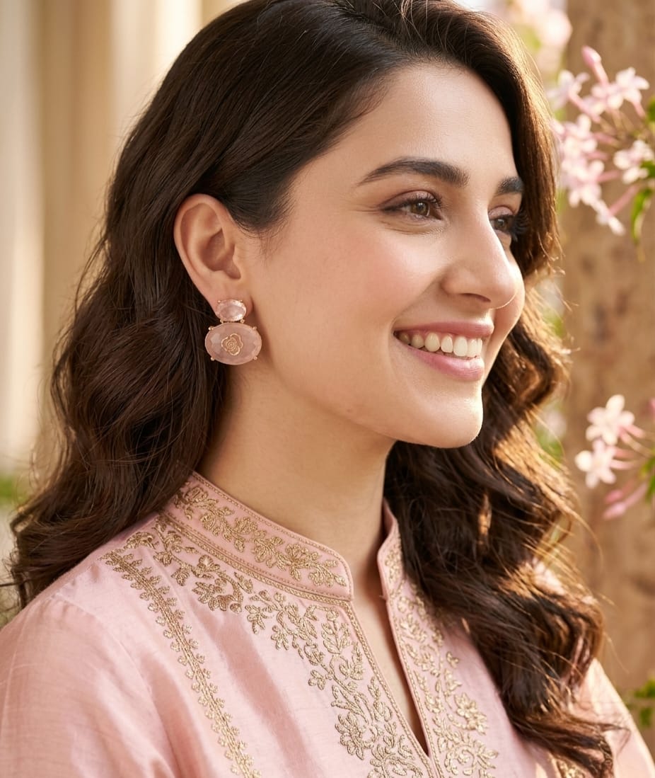 Mini Gem Studs- Soft Pink-I