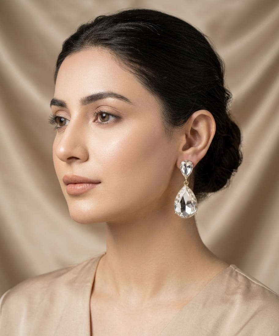 The Celestial Tear Earrings- Glass white-I